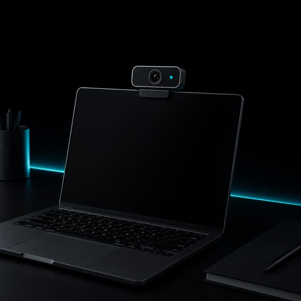 Standard setup with laptop and webcam